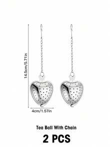 1/2/5/10 Pieces, 14cm * 4 Cm, Stainless Steel Tea Infuser; Black Tea And Flower Tea Strainer; Heart-Shaped Handle Tea Filter/Strainer. - Silver - View 15