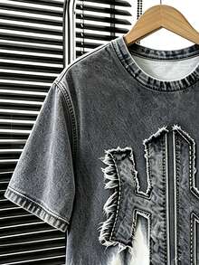 SHEIN 青少年男孩字母印花拼色漸層寬鬆T恤與慢跑褲套裝 秋季返校街頭風休閒長袖套裝 - 彩色 - 查看 4