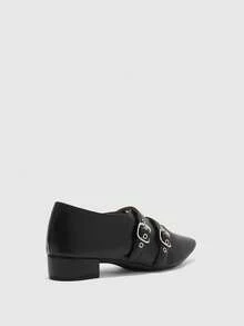 Mnmlis Women's Fashion Versatile Pointed Toe Buckle High Heel Pumps - Black - View 3