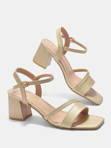 CUCCOO CURVES Plus Size Women's Wide Width Comfortable Casual Sandals, Suitable For Going Out, Vacation And Daily Wear, Summer For Christmas Wide Fit - Golden PU - View 9