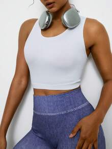 Voyena Damen-Sport-Tanktop in Große Größen aus geripptem Strick, Fitness-Tanktop, figurbetontes Tanktop-T-Shirt - Verschiedenfarbig - Übersicht 7