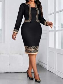 SHEIN Lady CURVE 大尺碼女款拼色休閒日常夏季洋裝 - 彩色 - 查看 5
