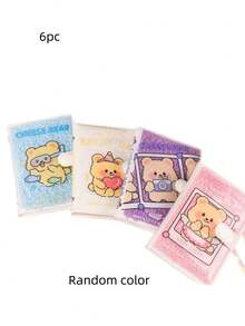 6pcs Cheese Bear Plush Notebook, Cute Cartoon Journal With Colorful Pages, Kawaii Fluffy Notebook For Students, Random Color - Handbook 6pcs - View 2