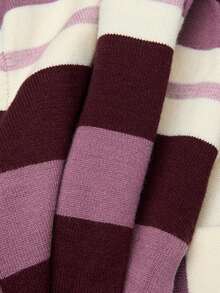 Nöista Stripe Knit Cardigan In Burgundy, Lilac And Cream Tones With Collar And Button Front. Perfect For Office Wear, Layering And Day-To-Night - Purple - View 10