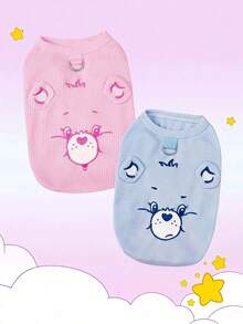 Care Bears X PETSIN 1pc Love Bear Embroidered Pet Pullover Vest, Cute Cartoon Pattern, Soft & Breathable Polyester, Anti-Flea, Less Shedding, Heat-Resistant, Super Comfy For Cats & Dogs, Purrfect For Indoor & Outdoor Fun Days - Multicolor - View 10