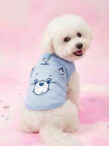 Care Bears X PETSIN 1pc Love Bear Embroidered Pet Pullover Vest, Cute Cartoon Pattern, Soft & Breathable Polyester, Anti-Flea, Less Shedding, Heat-Resistant, Super Comfy For Cats & Dogs, Purrfect For Indoor & Outdoor Fun Days - Multicolor - View 8