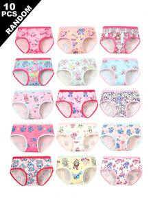 (10 piezas aleatorias) Bragas triangulares cómodas para niñas pequeñas con estampado de dibujos animados y patrón de conejo de felpa - Multicolor - Ver 4