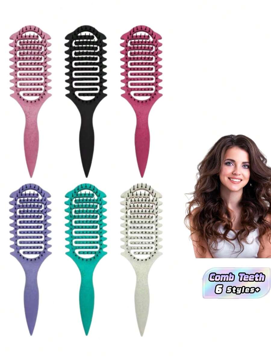 1PC New Upgraded Hollow Design Curling Brush Special Comb Teeth Structure For All Hair Types Reduce Hair Loss Pulling Split Ends Unisex Easy Create Curly Hairstyles Hair Care Tool Salon Daily Use Back To School Travel Gift For Women Men Must Haves - Multicolor - View 1