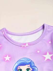 SHEIN 少女修身舒適睡衣套裝 休閒可愛螢光色緊身睡衣 - 彩色 - 查看 3