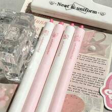 Pcs Sweet Peach Pink Rotating Gel Pen, INS Style , 0.5mm Black Quick Dry Ink, Student Writing & Exam Pen - multicolor - View 2