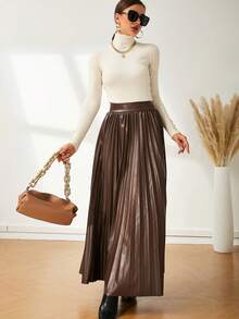 NOVVYNE Turtleneck Buttoned Cuff Jumper - Apricot - View 3