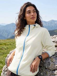 Exploreva Exploreva Women's Versatile Zipper Pocket Long Sleeve Hooded Sun Protection Jacket - White - View 6