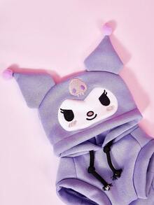 HELLO KITTY AND FRIENDS | PETSIN 1件可愛紫色連帽寵物連帽衫，適用於貓狗，可愛卡通刺繡，柔軟透氣套頭衫，舒適彈性貼身，讓您的毛茸茸朋友溫暖時尚，適合日常穿著或涼爽天氣散步 - 紫色 - 查看 5
