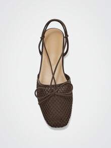 Maija Women's Fashion Round Toe Lace-Up Closed Toe Slingback Flats Fall Shoes - Coffee Brown - View 4