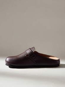 Solecia Hebilla de metal, Zapatos tipo mule retro para desplazamientos de diseño delgado - Lista Uno Marrón - Ver 9