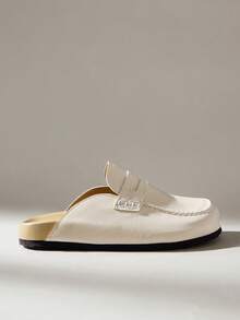 Solecia Sepatu Loafer Mules Off-White, Sol Tebal, Sepatu Mules Tipis untuk Perjalanan ke Tempat Kerja - Putih pucat - View 1