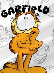 GARFIELD | SHEIN بلوزة رياضية كاجوال للأولاد الصغار بطبعة كرتونية للحروف، ياقة دائرية وأكمام طويلة - أبيض - مشاهدة 6