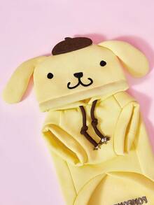 HELLO KITTY AND FRIENDS | PETSIN 1件可愛黃色立體耳朵卡通狗造型連帽寵物衛衣，適合小型犬，休閒舒適套頭衫，適合室內裝扮或戶外玩耍散步 - 黃色 - 查看 4