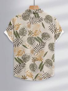 Alderstead Men's Tropical Plant Print Short Sleeve Single-Breasted Shirt - Multicolor - View 2