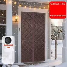 Magnetic Heat Insulating Door Curtain - Heavy Oxford Cloth, Thick Rainproof Quilted Lining, 36" X 80", Suitable For Sliding Glass Doors, Heat Insulation And Sound Reduction, Gray Color, Winter Door Curtain, Sliding Glass Door Insulation - multicolor - View 12