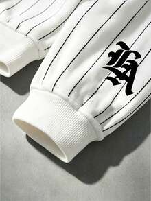 Manfinity Hypemode 男士字母條紋長袖休閒 Polo 領套頭運動衫 - 彩色 - 查看 6