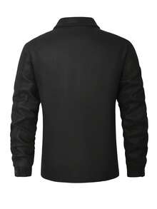 Manfinity CasualCool Men's Solid Color Turn Collar Casual Versatile Daily Travel Long Sleeve Jacket - Black - View 2