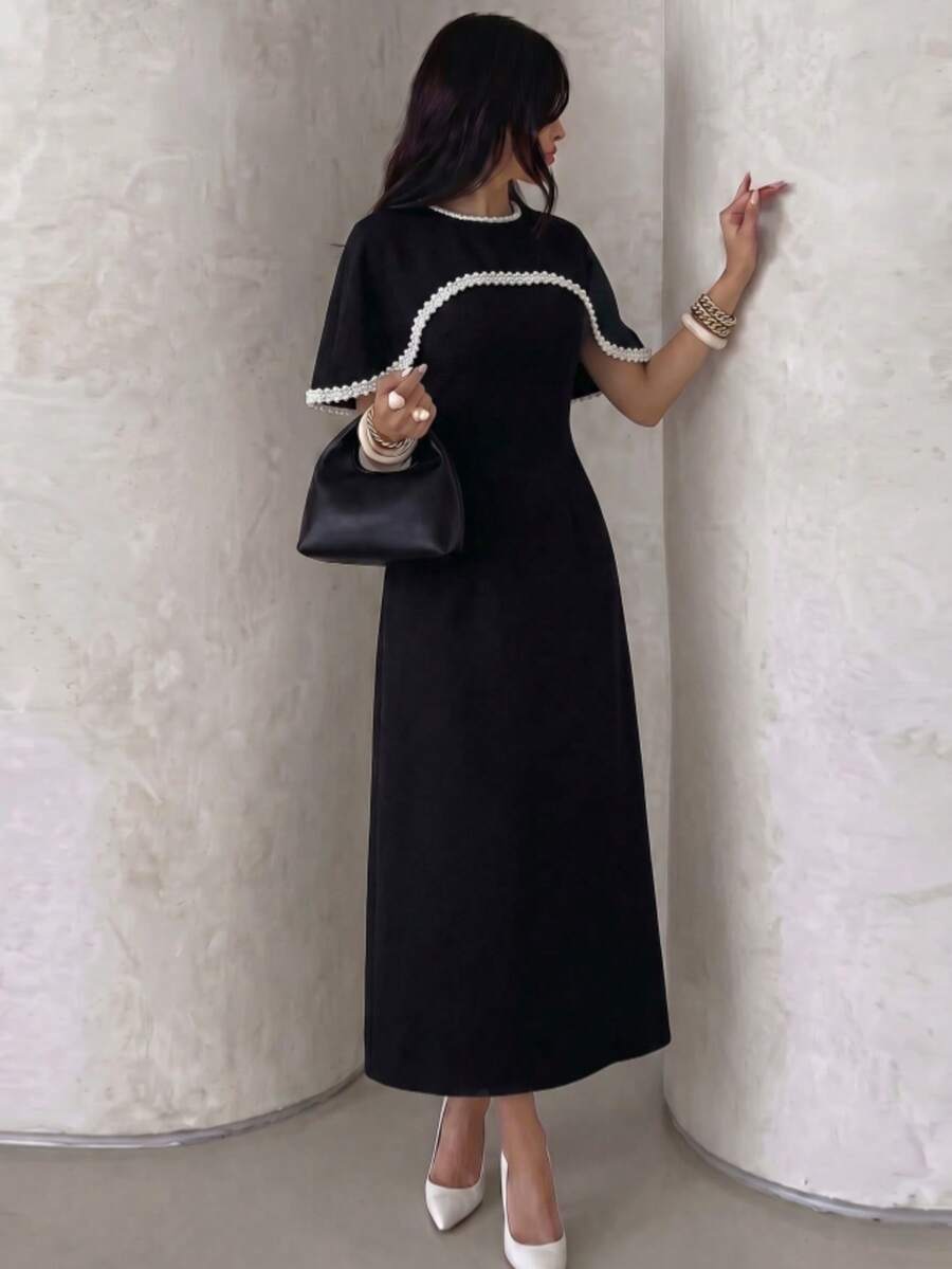 NOVVYNE 新款黑色优雅派对连衣裙,适合女士,春夏款 - 黑色 - 查看 1