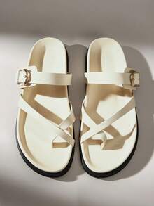 Solecia Women's New Flat Sandals, Slip-On Flip-Flops, Comfortable And Casual. - Milk tea color - View 5
