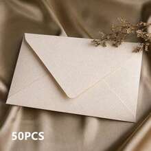 50/100pcs White Linen Texture Envelopes, Wedding Invitation Envelopes, Cards/Letters/Postcards Packaging Envelopes - White - View 6