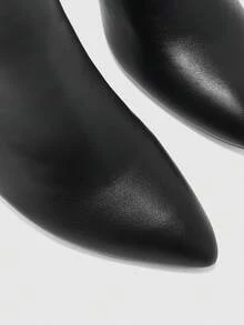 CUCCOO BIZCHIC 性感時尚尖頭細高跟側拉鍊女士黑色冬季靴 - 黑色3 - 查看 6