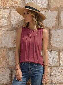 EMERY ROSE Summer Casual Solid Color Tank Top For Women - Pink - View 1