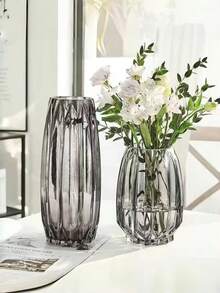 1 PC Textured Ribbed Weighted Base Flower Candle Holder Vase Modern Minimalist Wedding Centerpiece Farmhouse Office Bohemian Shelf Home Decor Tabletop Reception Room Gift For Her - multicolor - View 6