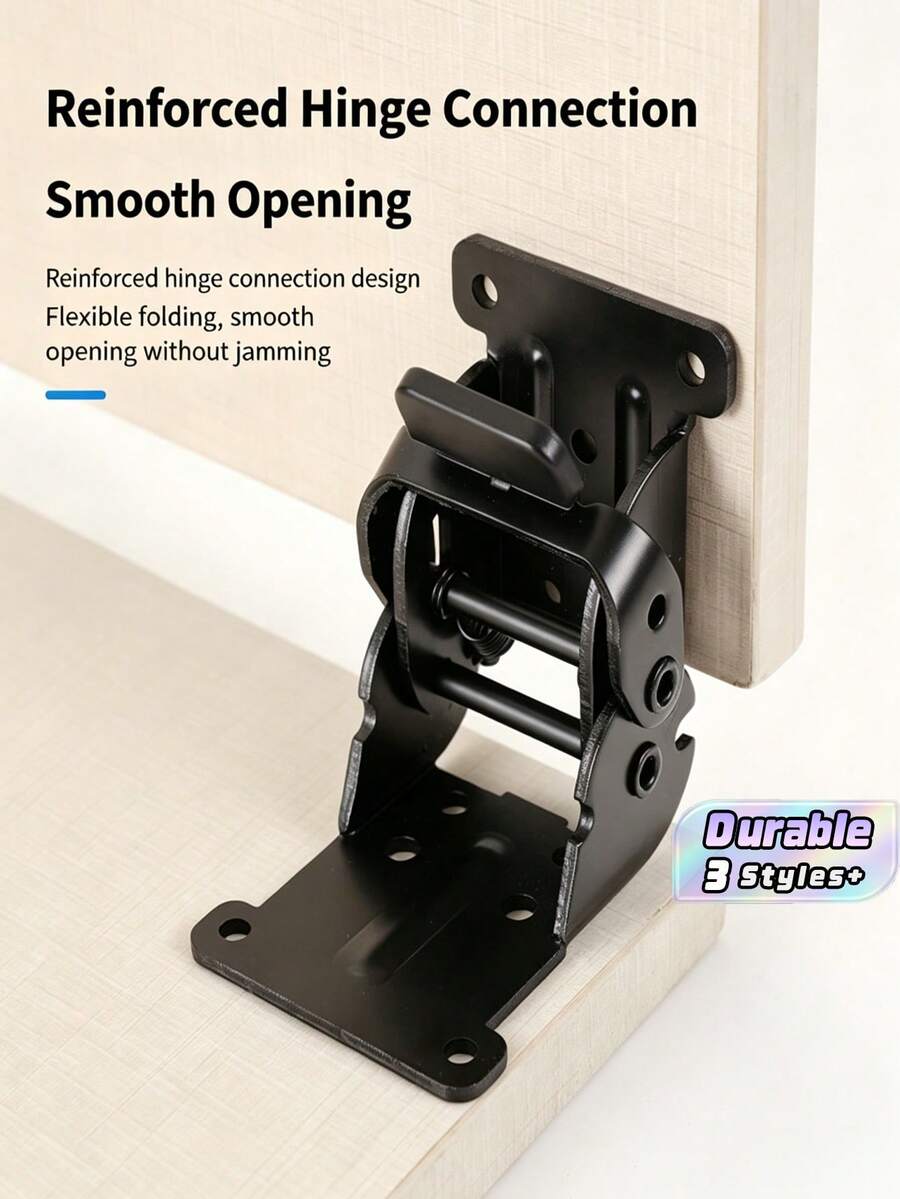 Heavy Duty Self-Locking Foldable Support Bracket, 90° Lock Fold Table Leg Hinge, Black Metal Fold Hardware For Workbench Desk Cabinet Furniture DIY Project, Come With Install Screws - multicolor - View 1