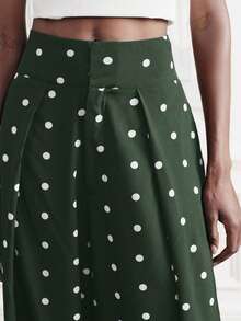 Aveloria Modichic Modern Elegant 70s Women Casual Versatile Commute Office Party Daily Green Polka Dot With White Polka Dot High Waist Tapered Leg Long Pants Fall - Green - View 6