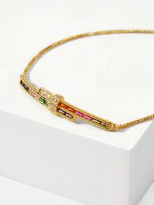 MOTF PREMIUM Bracelet Geometric Oval Color Diamond Women's Gold Simple Accessories European And American Jewelry - Gold - View 3