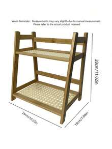 1PC Creative Rattan Double-Layer Desktop Shelf, Simple Bookshelf, Kitchen Water Cup And Tea Cup Rack, Desktop Storage And Organization Rack, Double-Layer Multi-Functional Storage Rack For Organization, Coffee, Snacks, Water Cup Storage Rack, Figure-Making Placement And Organization Rack - Multicolor - View 12