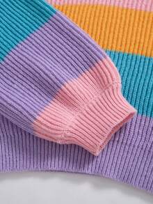 SHEIN 女童秋冬時尚極簡厚針織長袖上衣 - 彩色 - 查看 5