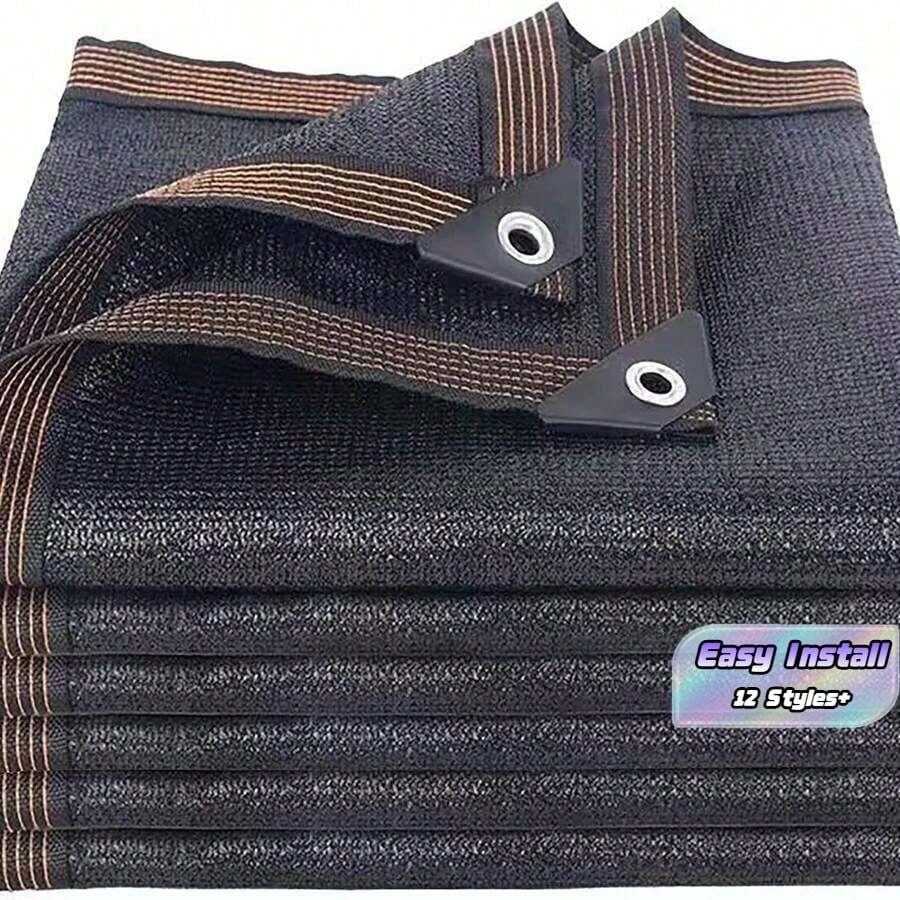 Outdoor Sunshade With Grommets, Premium Sunshade Fabric Fence - Durable, Tear-Resistant, Easy To Install For Balcony, Courtyard, And Swimming Pool - Offers Excellent Sun Protection, Shade, And Privacy With Taped Edge And Grommets - Black - View 1