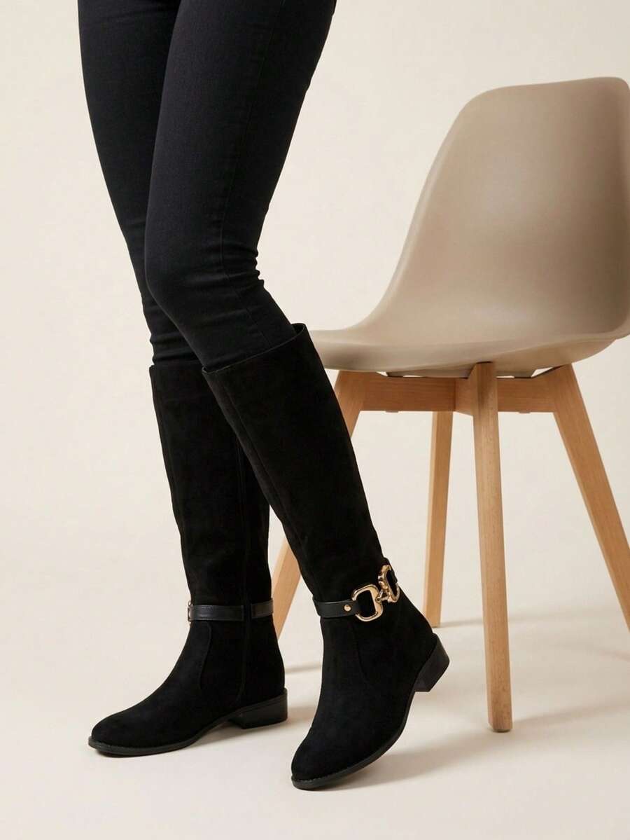 Women Mid-Calf Boots - Black - View 1