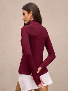 Activina Chaqueta deportiva casual versátil de unicolor con cremallera frontal - Burdeos - Ver 3
