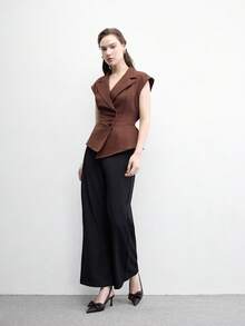 CUCCOO BIZCHIC 女款立體蝴蝶結V型側開口後綁帶尖頭細高跟slingback涼鞋，復古美拉德風高跟鞋，秋季 - 深咖色 - 查看 5