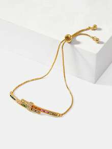 MOTF PREMIUM Bracelet Geometric Oval Color Diamond Women's Gold Simple Accessories European And American Jewelry - Gold - View 5