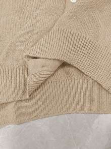 Manfinity CasualKnits Men's Solid Color Long Sleeve Single-Breasted Casual Knit Cardigan - Apricot - View 7