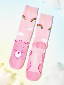 SHEIN X Care Bears 3 Pairs Of Comfortable And Cute Cartoon Pattern Tube Socks - variegated - View 5