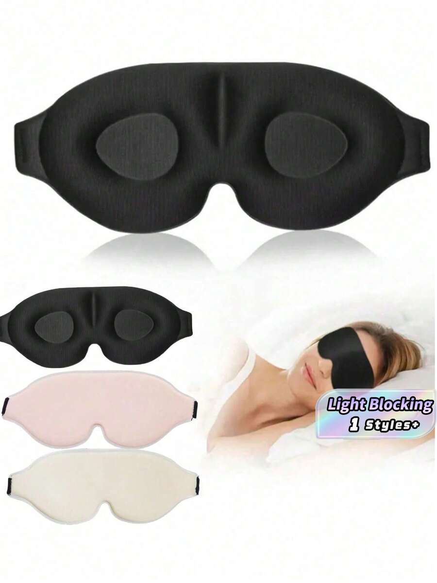 2-In-1 3D Stereoscopic Sleep Eye Mask, Suitable For Both Men And Women, Designed Specifically For Napping And Sleep, Helps Relieve Fatigue, Breathable, Light Blocking, Soft And Adjustable, Promotes Deep Sleep - multicolor - View 1