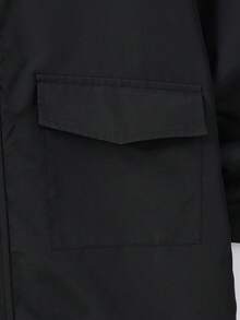 Teen Boys British Style Mid-Length Parka Jacket With Faux Fur Collar - Black - View 8