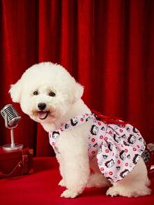 Betty Boop X PETSIN 1件紅色蝴蝶結、可愛大眼睛、女孩唇印寵物背心，柔軟透氣，休閒風格寵物裙 - 彩色 - 查看 4