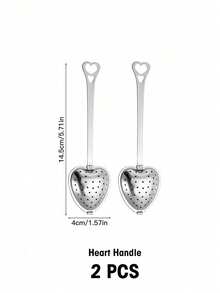 1/2/5/10 Pieces, 14cm * 4 Cm, Stainless Steel Tea Infuser; Black Tea And Flower Tea Strainer; Heart-Shaped Handle Tea Filter/Strainer. - Silver - View 16