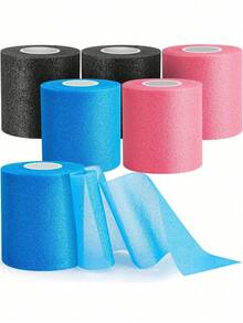 1/3/6 Packs Pre Wrap For Hair Soccer, Black Athletic Prewrap Tape Headbands, Foam Sport Underwrap Pre-Wrap, 2.76 Inches X 11 Yards - Multicolor - View 6