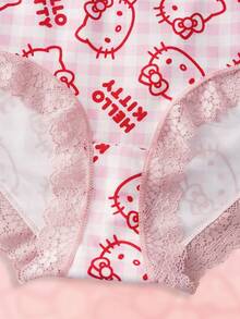 HELLO KITTY AND FRIENDS | SHEIN سروال داخلي كاجوال للنساء مزين بطباعة الرسوم الكرتونية والفيونكة - متعدد الألوان - مشاهدة 5